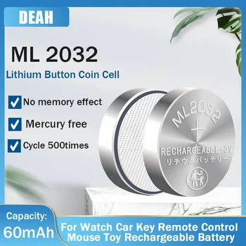 1-10pcs ML2032 3V Lithium Oplaadbare Batterij CR 2032 CR2032 DL2032 ECR2032 Voor Afstandsbediening Moederbord Klok Speelgoed knoopcellen