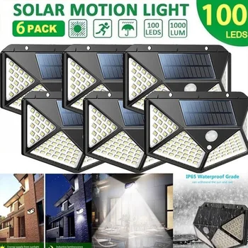 1/2/4/6st 100 LED Solar Wall Lights Outdoor Solar Lamp PIR Motion Sensor Zonne-energie Zonlicht Street Licht voor de Tuin Licht