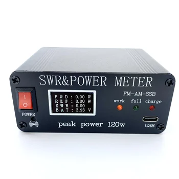 1.8 MHz-50MHz 0,5 W-120W SWR HF Korte Golf Staande Golf Meter voor SWR en Power Meter + Accu + OLED-FM AM SSB CW