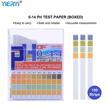 100 Strips PH-Papier Vol 0-14 Schaal Lakmoes Tester Kwaliteit van het Water Testen Alkaline Zuur Indicator Meter voor Urine Cosmetica Kit