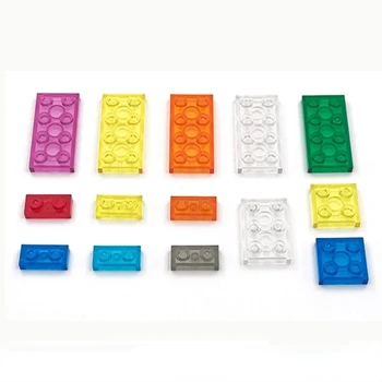 100 stuks MOC kleine deeltjes transparante dunne korte bakstenen blokken 1X2 2X2 2X4 actie figuur vrienden blokken speelgoed voor kinderen