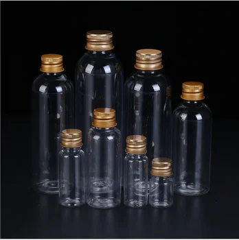 100pcs/veel Plastic Fles met Aluminium schroefdop Cosmetische container travel kits draagbare HUISDIER lotion crème 10/20/30/50/60/100 ml