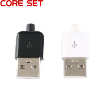 10PCS DIY USB 2.0-Connector Plug Male Type 4-Pin Montage Adapter Aansluiting Soldeer Type Zwart Plastic Shell Voor Data-Aansluiting