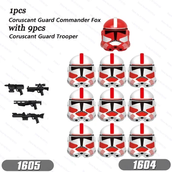 10pcs/veel Kloon Coruscant Guard Troopers met Commandant Fox bouwstenen Bakstenen Sterren Action Figure Wars Speelgoed Kinderen Cadeau