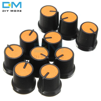 10pcs Voor WH148 6mm-Knop Oranje Gezicht Plastic Voor Roterende Conus Potentiometer Gat Volume Controller Black CAPS Diymore