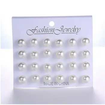 12 paar/set Wit Gesimuleerde Pearl Stud Oorbellen Set Voor Vrouwen Meisje Mode-Sieraden-Accessoires Piercing Bal Oorbellen Groothandel