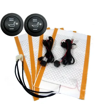 12V carbon fiber auto stoelverwarming kits met ronde schakelaar, verwarmd, verwarming kussen zittingen Winter Warmer stoelhoezen Verwarming