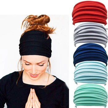13 Kleuren non-slip Elastische Plooien Yoga Haarband, Mode-Breed Sport-Haarband Uitgevoerd Accessoires Zomer Stretch haarband sport