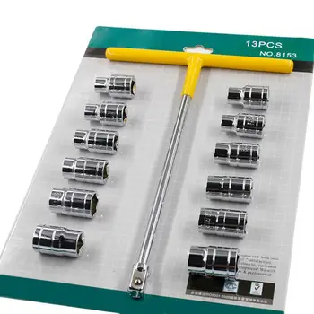 13Pcs T-type Handvat Sleutel Socket Set Voertuig de Auto Motorfiets Reparatie Gereedschap handgereedschap