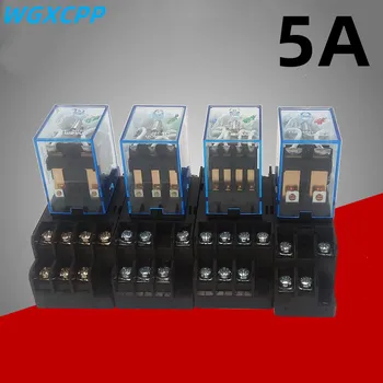 1PCS,8-11-14 Pin,Kleine Elektromagnetische Tussenliggende Relais,AC-5/10A 250V,Spoel,DPDT,Met Socket Basis,Met Indicatielampje