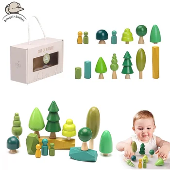 1Set Houten Natuurlijke Simulatie van de Boom Houten Speelgoed voor Kinderen Montessori Spel Educatieve Speelgoed Baby Kamer Decoratie Baby Cadeaus