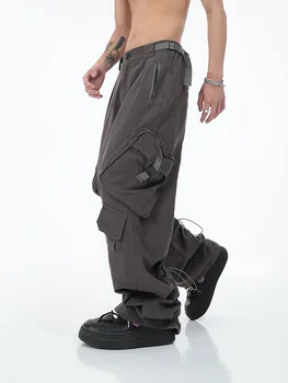 2022 American street fashion grote zak overalls, broeken los sportief design, rechte, wijde pijpen broek heren kleding broek