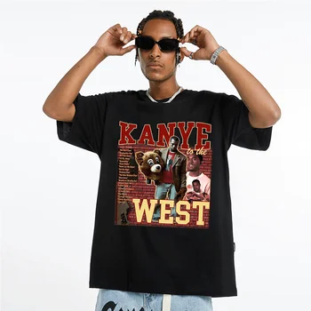 2022 Nieuwe Hip Hop T-Shirt Kanye West ' 90 Vintage Grafische Print Mannen Vrouwen met Korte Mouwen T-Shirt Oversized Trainingspak t-Shirts Unisex