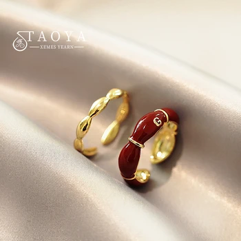 2023 Eenvoudige Design Metallic Rood Emaille G-Brief Set Ring-koreaanse Mode-Sieraden Gothic Meisje haar Vinger Accessoires Voor Dames Ring