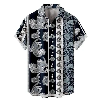 2023 Hawaiian Shirt Mannen 3d Print-Shirts Voor Mannen Abstracte Eenvoudige en Korte mouwen voor heren Shirts Losse Zomer Top Mannen Vrouwen Shirts 5xl