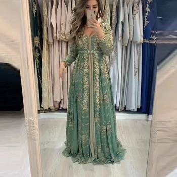 2023 Marokkaanse Kaftan avondjurken Kant Appliques arabische Moslim Speciale Gelegenheid Jurken платье для свадебной вечери