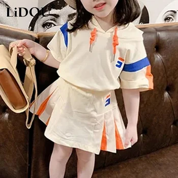 2023 Nieuwe koreaanse Mode-Sport Chic Kinderen Sets Vintage Losse Casual Zoete Esthetische Cute Kawaii England-Stijl Kleding Meisjes