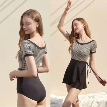 2023 Nieuwe Stuk Badpak Met Rok Vrouwen een Push-Up zwembroek Sexy Patchwork badpak Hoge taille Beachwear Monokini