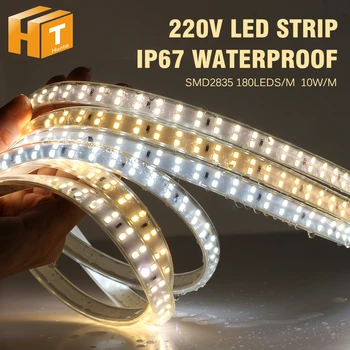 220V LED Strip 2835 Hoge Veiligheid Hoge Helderheid 180LEDs/m3000K 4000K 6000K Flexibele LED Outdoor Waterdichte LED Strip Licht