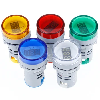 22mm LED Digitale Display Meter Volt Spanning Meter Indicator Signaal Lamp Voltmeter Lichten Tester Combo Meetbereik 60-500V AC