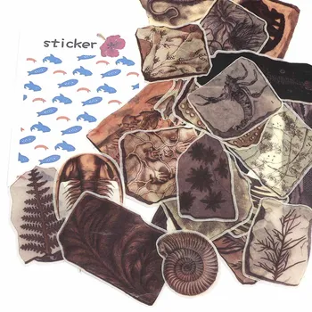 23pcs/tas Retro Washi Papier Stickers Fossiele Rock Sticker Scrapbooking Label Decoratieve Dagboek Planner Briefpapier Stickers