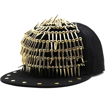 25 luxe stijl klinknagel Mannen Vrouwen baseball caps van een flatscreen rand outdoor hoeden meisje jongen bling Punk snapback cap Jazz Rock cool hip hop cap