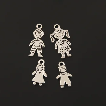 25st Charmes Mooie Kleine Meisje En Jongen Minnaar Zilveren Kleur Hanger Geschikt Voor DOE-Handgemaakte Sieraden Maken Accessoire