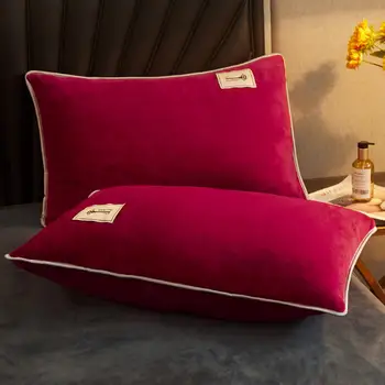 2pcs Set Fluwelen Kussen voor op Bed Kamer Decoratieve Luxe Harige Winter Kussensloop Warme en Zachte Effen Kleur Queen Size Grijs
