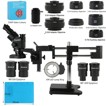 3.5 X-180X Glijdende Dubbele Giek Arm Staan Simul Focal Trinoculaire stereomicroscoop met 2K 4K-HDMI-USB-55MP 48MP Video Camera Set
