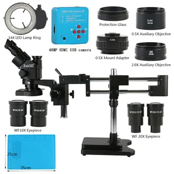 3,5 X 7 X 45 X 90X Trinoculaire stereomicroscoop Dubbele Boom Staan Zoom Simul Focal+48MP Camera Microscoop Voor Industriële PCB Reparatie
