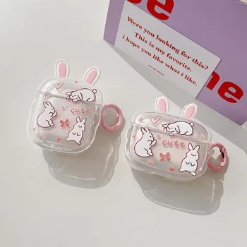 3D konijn shell voor apple airpod 1 2 3 pro 2e bunny boog cute cartoon mooie oortelefoon geval headset draadloze bluetooth box