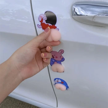 3D Silicone Schattige Kont Auto Bumper Sticker Cartoon Anti-collision Deur Achteruitkijkspiegel Bescherming Telefoon Decoratie Sticker