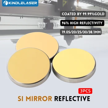 3PCS Co2-reflecterende Lens van Si Spiegels Lens voor Acryl lasersnijden Gold-Plated Silicium Reflector Lenzen Dia.19 20 25 30 38,1 mm