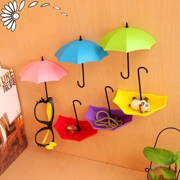 3Pcs Haken Kleurrijke Paraplu Muur Hook-Toets haarspeld Houder Organisator Decoratieve