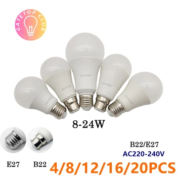 4/8/12/16/20PCS LED-Lamp 220V B22 E27 Hoge Lumen Zonder Flitser 3000K/4000K/6000K Licht voor Thuis-en Ander Interieur Verlichting