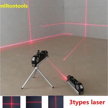 4 in 1 Nauwkeurige Multifunctionele Laser-Niveau Hendel met Statief Cross Projecten Horizontale Verticale Laserstraal Meet Tape