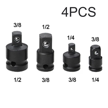 4 stuks 1/4 3/8 1/2 Ratel Sleutel Socket Adapter Sleutel Toetsen Set Converter Rijden Reducer Elektroforese Proces Zwart Tools