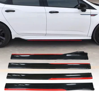 4 STUKS Universele Rood Zwart 2,4 M Zijde Rok Extensies Auto, Side-Skirts Winglet Splitters Lip Voor Benz Voor BMW Voor Honda Voor Toyota