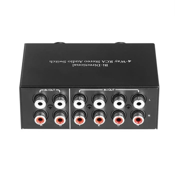 4-Weg Bi-Directioneel Stereo RCA Audio-Schakelaar 2 In 4 Uit of 4 In 2 Out L/R Aansluiting Geluid Kanaals RCA Audio Switcher Kiezen