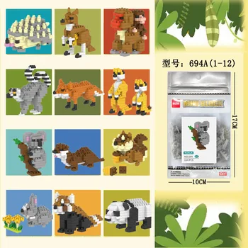 48 Stijlen Dier Zoo Serie Micro-deeltje Specht Egel op zijn Haan bouwsteen Bakstenen Speelgoed Kinderen Cadeau Speelgoed voor Kinderen