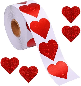 50-500pcs Rood Hart Sticker voor Valentijnsdag Papier Verpakking Sticker Valentijn Liefde Decoratieve Stickers 1inch Gift Decor