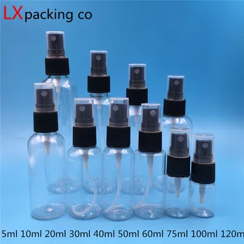 50PCS 10 ML 30 ML 50 ML 60 ML 100 ML 120ML Duidelijk Nieuwe, Transparante Spray Flessen Zwart Spuit Parfum LiquidCosmetic Containers s