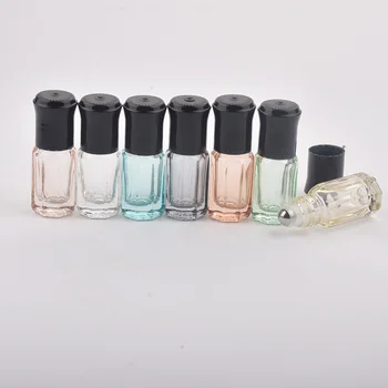 50pcs/veel 3ml Mini Parfum Roller Fles Dik Glas Etherische Olie Lege Fles Met Zwarte Deksel Make-up Hervulbare Fles