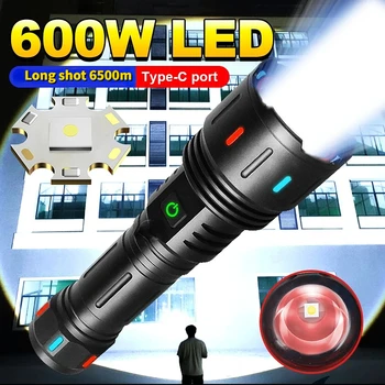 600W Super Krachtige Zaklamp met Oplaadbare Zaklamp XHP360 High Power LED Zaklamp Fluorescentie Tactische Camping Lantaarn