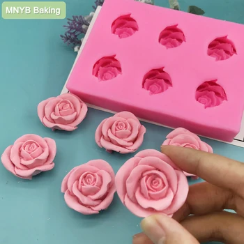 6Hold Rose Siliconen Mal 3D Chocolade Bloem Maken van Fondant Cake Cupcake Mal Jelly Bakken Decoratie Tool Zeep Mallen
