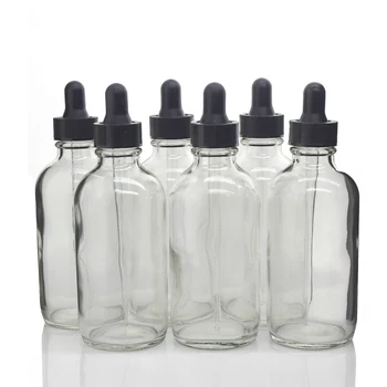 6pcs 4 Oz Helder Glas druppelflacon w/ Glazen Pipet Pipet 120ml Leeg Hervulbare Voor Essentiële Oliën Lab Chemische Reagens