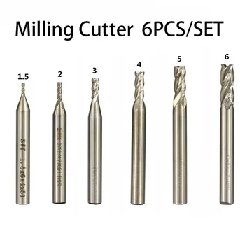 6PCS/Set 1,5 mm-6 mm HSS-Frezen Frees 2 3 4 Fluit vingerfrees CNC Machine Metaal Frezen van Gereedschappen Router Bits Voor Aluminium Hout Staal ro