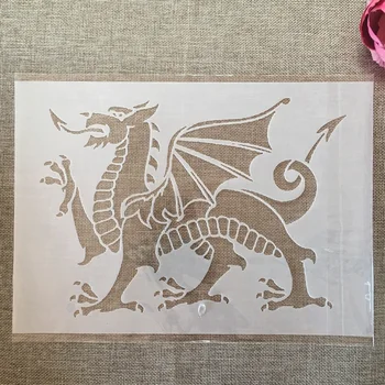 A4 29cm Welsh Dragon DIY Gelaagdheid Stencils muurschildering Scrapbook Kleuren Reliëf Album Decoratieve Sjabloon