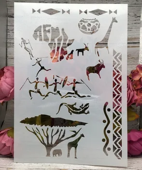 A4 Wild Afrika DIY Gelaagdheid Stencils muurschildering Scrapbook Kleuren Reliëf Album Decoratief Papier Card Template