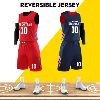 Aangepaste Jeugd Basketbal Jerseys Volwassenen Omkeerbare de het basketbaluniformen Ademend Dubbele Kant Basketbal Kleding Shirts Voor Mannen